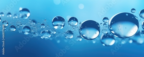 Wallpaper Mural Macro water drops in blue clear drinking water, panorama banner. Generative Ai. Torontodigital.ca