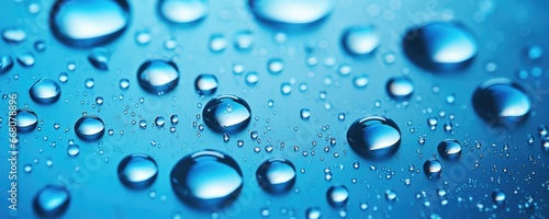 Wallpaper Mural Macro water drops in blue clear drinking water, panorama banner. Generative Ai. Torontodigital.ca