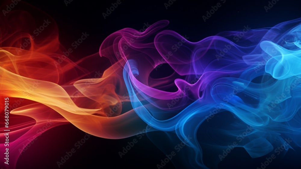 Abstract coloured colorful smoke black background picture Ai generated art