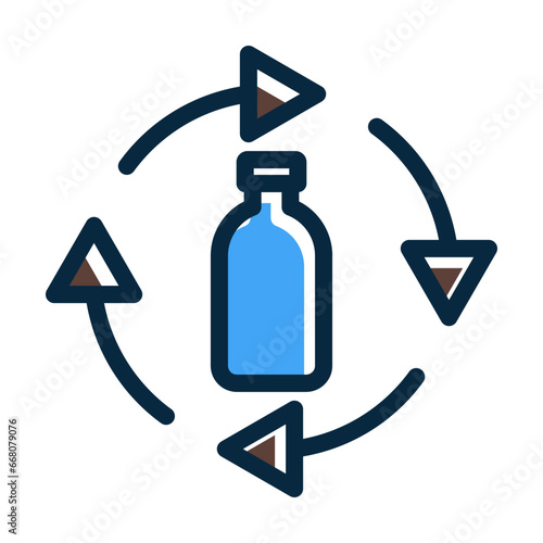 Bottle Recycling  Vector Thick Line Filled Colors Icon Design Vector Thick Line Filled Colors Icon Design