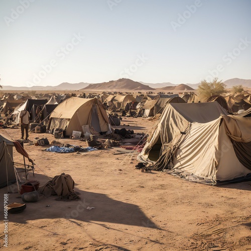 Tent city on the desert