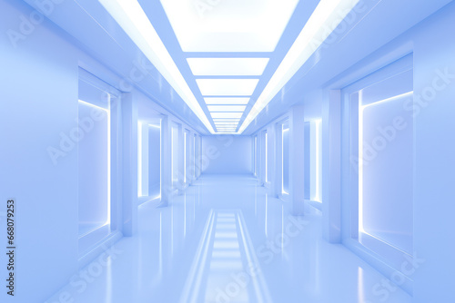 abstract corridor with white light in the building. 