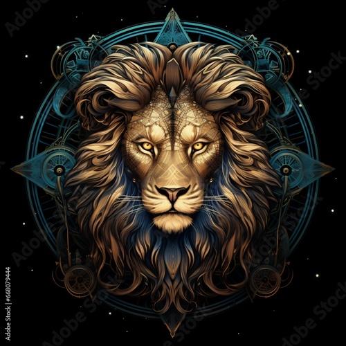 Zodiac sign leo the lion beautiful image Ai generated art