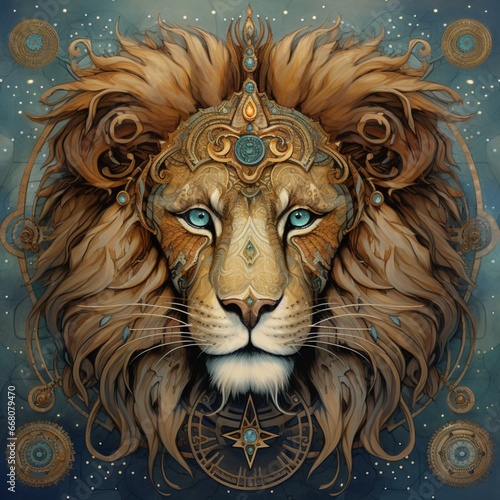 Zodiac sign leo the lion beautiful image Ai generated art