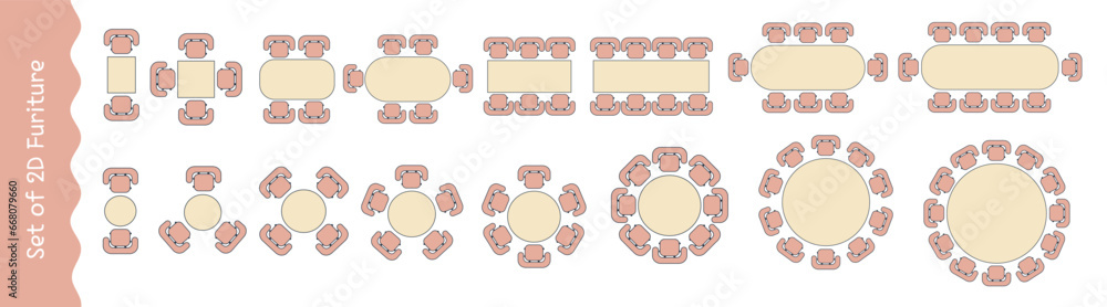 WebFurniture for the floor plan. Top view tables for office and dinner