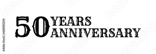 50 years logo. 50th anniversary celebration rero design. Birthday, invitation, jubilee vintage sign or symbol. Vector illustration.