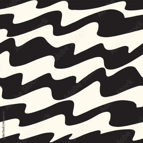 Black Waves. Decorative vector seamless pattern. Repeating background. Tileable wallpaper print.