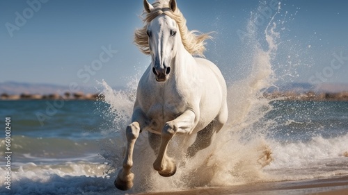 Arabic horse running syria sea animal style picture Ai generated art photo