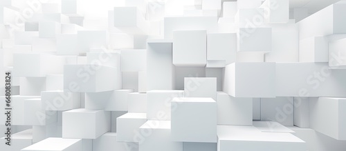 AI generated abstract white cubes wall backdrop artwork
