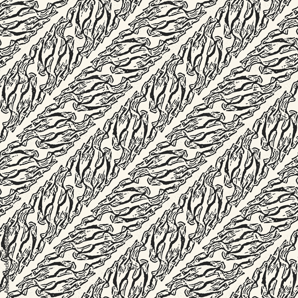 Monochrome Diagonal Jungle Stripes Pattern