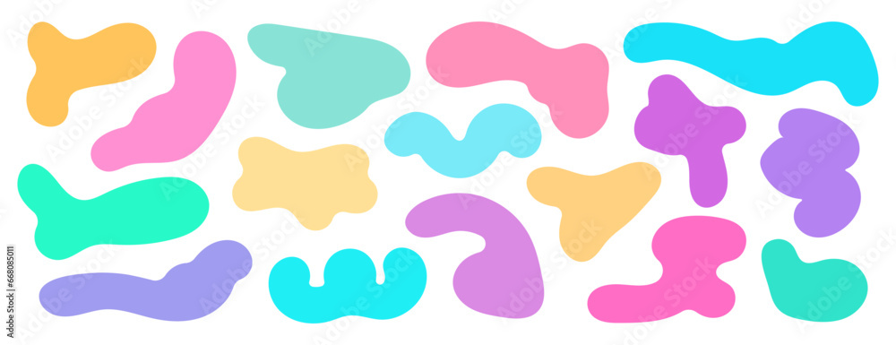 Amoeba, irregular blob shape vector illustration set
