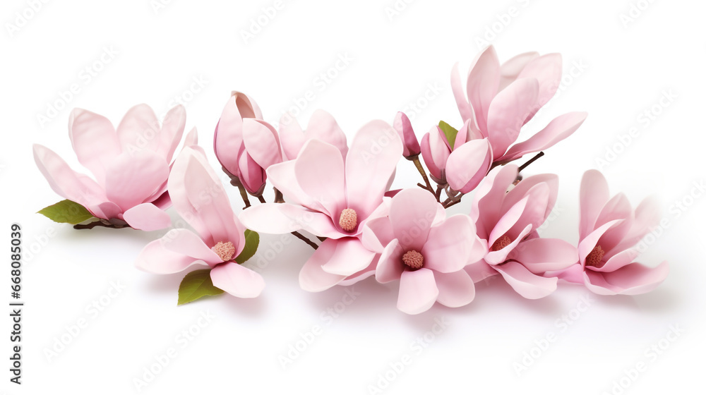 elegant magnolia blooms with velvety petals on a white background for design layouts elegant magnolia blooms with velvety petals on a white background for design layouts
