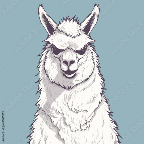 Llama macho hand-drawn illustration. Llama macho. Vector doodle style cartoon illustration. ai generated