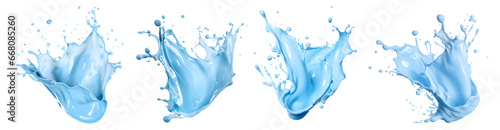 Blue milk splash isolated on transparent PNG background