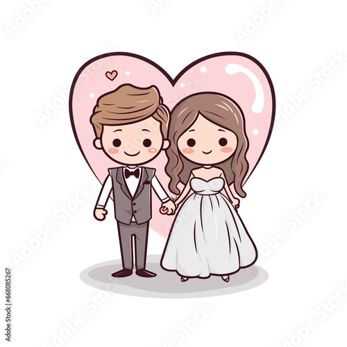 Wedding hand-drawn comic illustration. Wedding. Vector doodle style cartoon illustration. ai generated