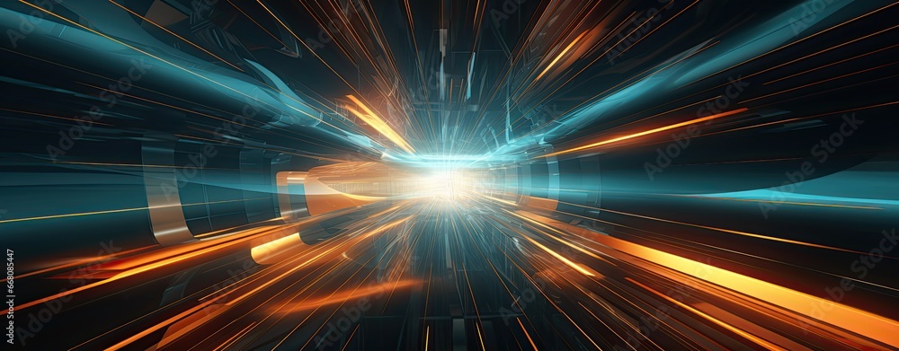 an abstract image of a tunnel which appears to have an orange beam coming into it an abstract image of a tunnel which appears to have an orange beam coming into it