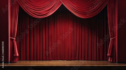 Theater curtain closed and red