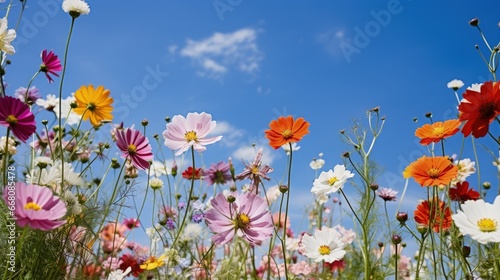 Wild flowers blooming at Savill Garden Egham UK captured against a blue sky © vxnaghiyev