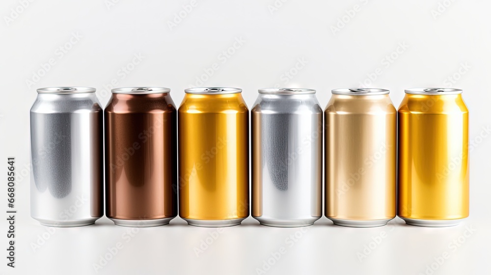 White background with aluminum cans White background with aluminum cans