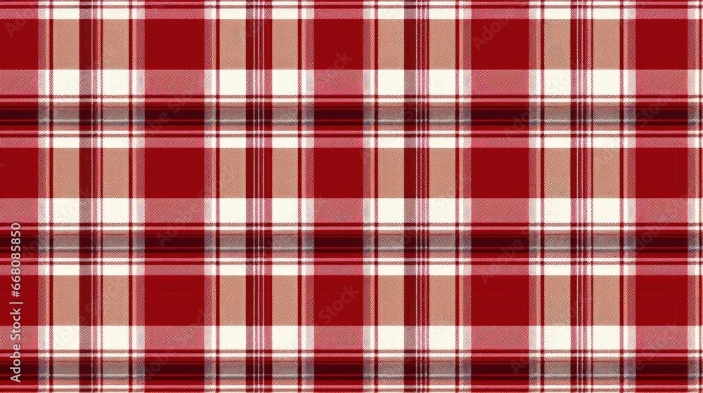 Red and white lumberjack plaid print with a seamless tartan background Red and white lumberjack plaid print with a seamless tartan background