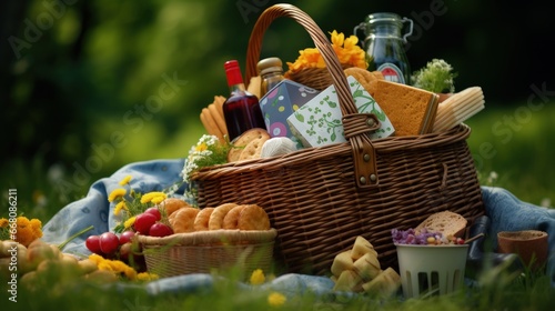 Various snacks in garden pi...