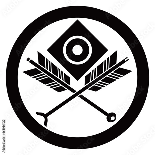 家紋です。中輪に的に違い矢といいます。