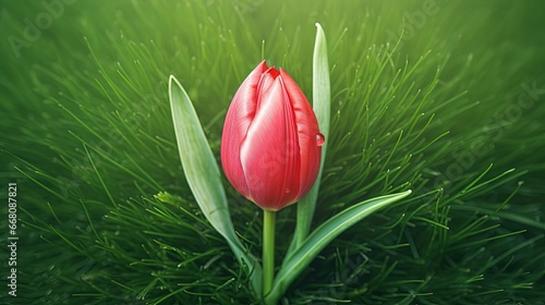 Top view of an unopened tul...