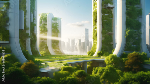 Sustainable futuristic green city photo