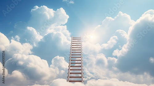 Wooden ladder reaching towa...