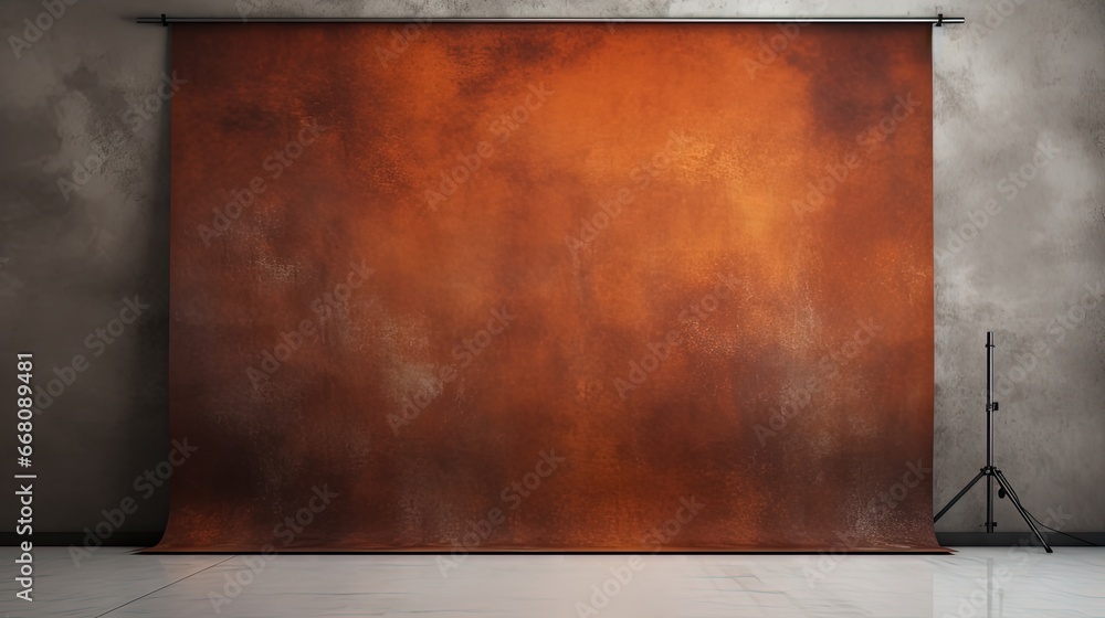 Suitable studio backdrop for portraits products and concepts Dark brown with warm red and orange tones - obrazy, fototapety, plakaty 