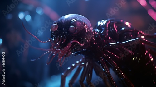 Extraterrestrial alien insect-type fly lifeform horroristic close-up image photo