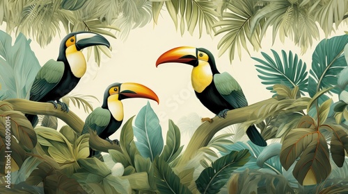 Tropical wallpaper design f...