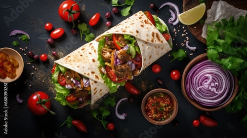 Vegetable filled tacos and ...