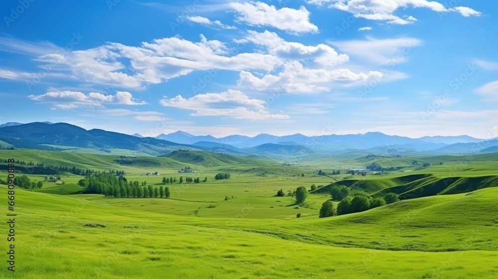 Stunning Romanian countryside on a sunny spring afternoon with mountains fields hills and rural beauty Stunning Romanian countryside on a sunny spring afternoon with mountains fields hills and rural beauty
