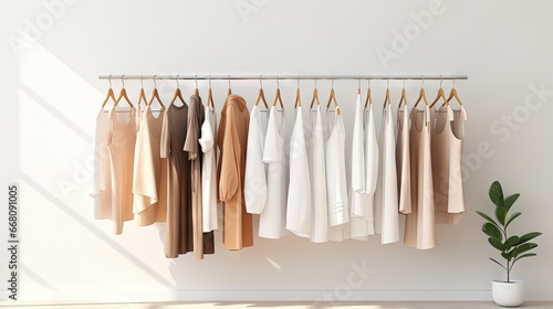 white room with hangers holding women s clothing