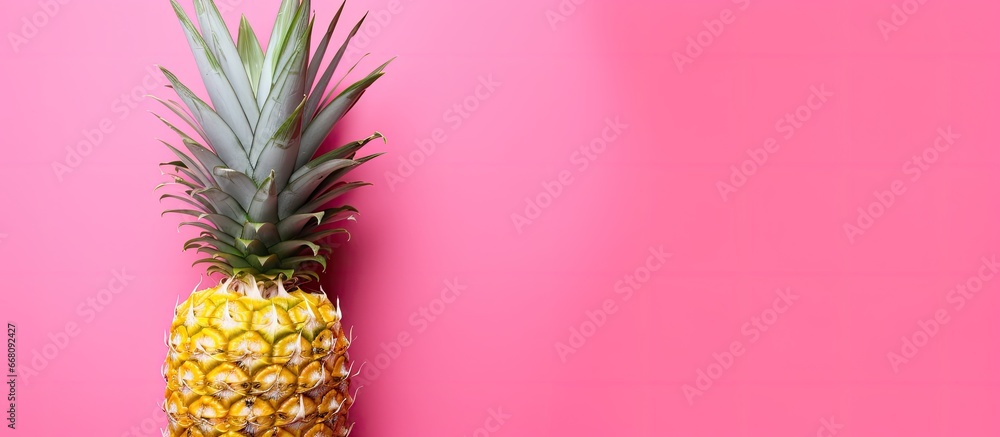 Bright pink background with pineapple Bright pink background with pineapple