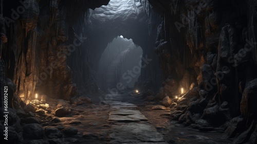 Spooky cave hallway