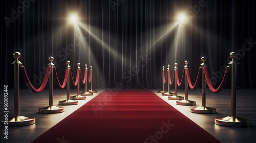Red carpet pedestal illuminated barrier fences velvet rope