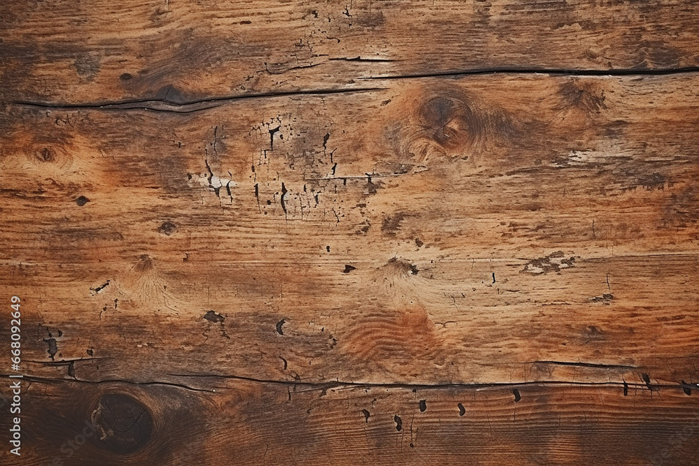 Fototapeta premium texture of old cracked wood with knots, generative AI