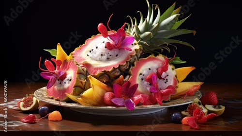 Serving exotic fruit salad ...