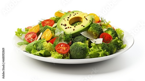Plate with avocado salad to...