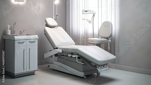 White body treatment machine with white bag in cosmetology center