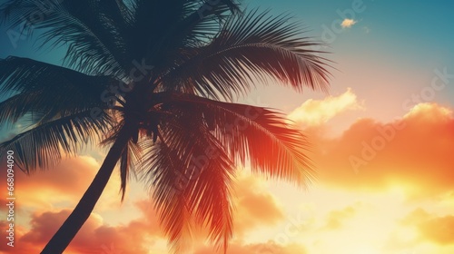 Silhouette of palm tree at ...