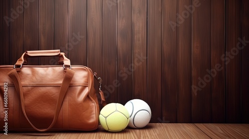 Tennis gear on wooden surfa...