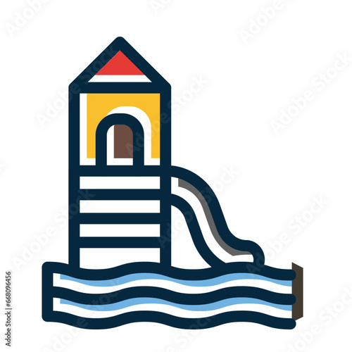 Water Slide Vector Thick Line Filled Colors Icon Design Vector Thick Line Filled Colors Icon Design