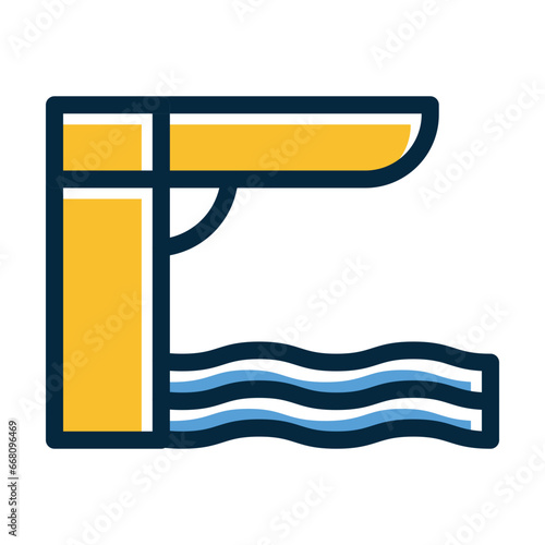 Springboard Vector Thick Line Filled Colors Icon Design Vector Thick Line Filled Colors Icon Design