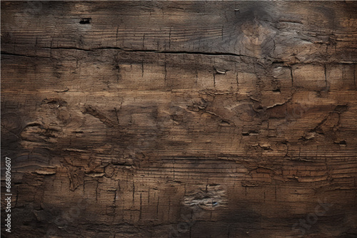 texture of old dark cracked wood with knots