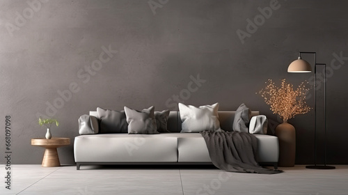 Contemporary Gray: Sophistication and neutrality Home Interior Backdrop, Mockup Style, Template photo