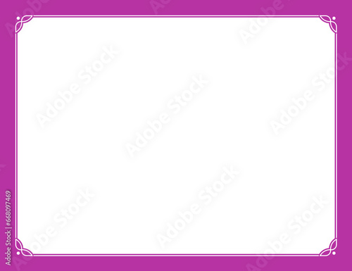 Photo portrait pink frame. Vector vintage poster, invitation, certificate, business card, menu or album page. Horizontal EPS retro art or mirror border frame background in classical style