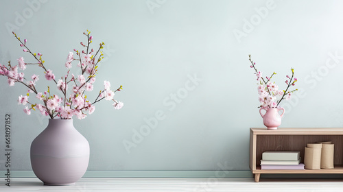 Contemporary Muted Pastels: Soft Home Interior Backdrop, Mockup Style, Template photo